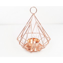 Pyramid geometric copper candle holder 14cm