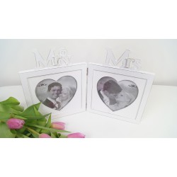 Twin White Photo Frame Mr & Mrs Wedding Gift Anniversary