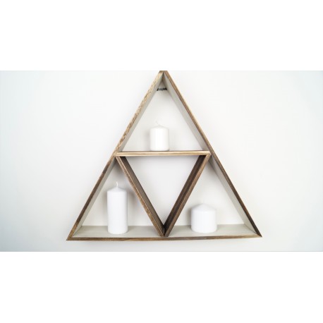 Boho wooden triangle large shelf
