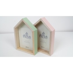 House shaped picture photo frame pink or mint large