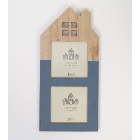 House shaped picture photo frame blue 30 cm
