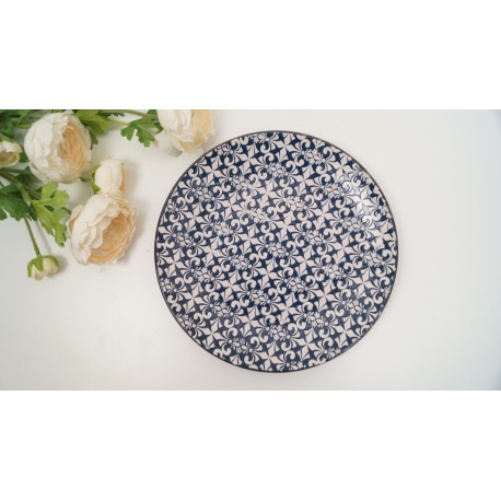 Stylish mosaic blue and white decorative DINNER PLATES SET OF 2
