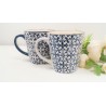Decorative Mugs set of 2. Stylish mosaic blue and white