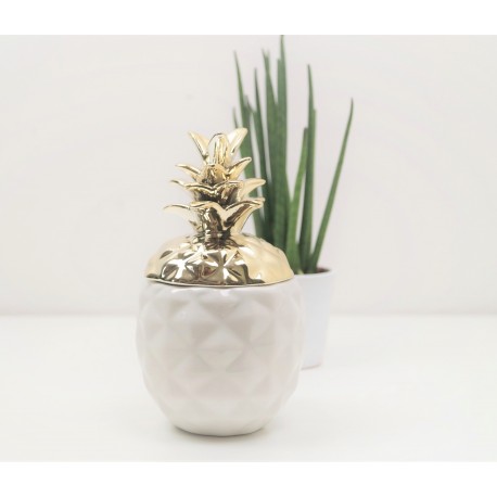 Decorative White and Gold Pineapple Designer Ornamnent
