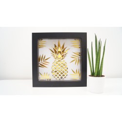 Black box picture frame with Gold Pineapple