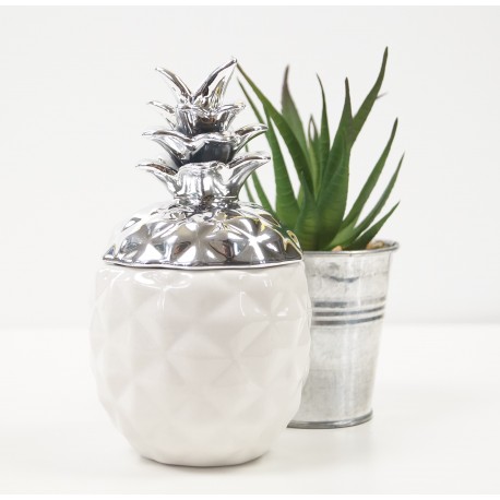 Decorative White and Silver Pineapple Designer Ornamnent