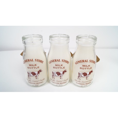 Retro School Milk Bottle Candle 12 cm Vanilla Scented Farmers