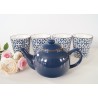 Stylish Mosaic blue and white Decorative mugs set of 4 and teapot