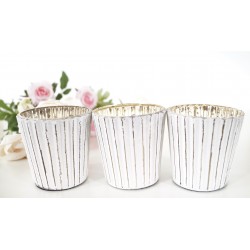 Stylish 7cm Candle Holders set of 3 - White and Gold