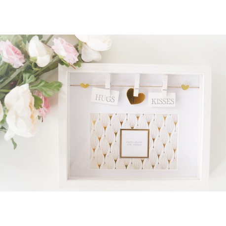 Box Photo Frame With a Sentiment Slogan And Hearts Pegged