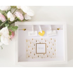 Box Photo Frame With a Sentiment Slogan And Hearts Pegged
