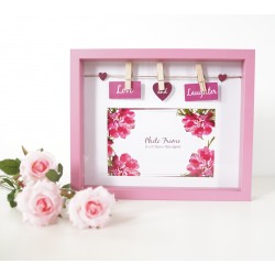 Tropical Box Photo Frame With Pegs and Slogan - Love & Laughter