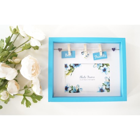 Tropical Box Photo Frame With Pegs and Slogan - Best Friends