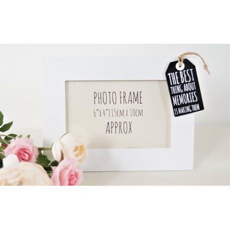 Tag Style Wooden Photo Frame 4x6 Best thing about memories is making them - black tag