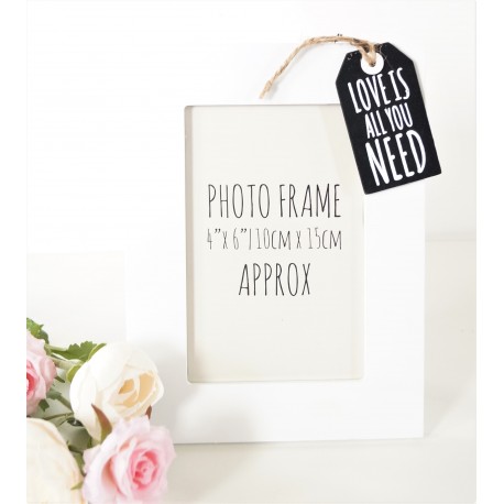 Tag Style Wooden Photo Frame 4x6  - Love is - black tag