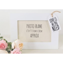 Tag Style Wooden Photo Frame 4x6  - Love is - white tag