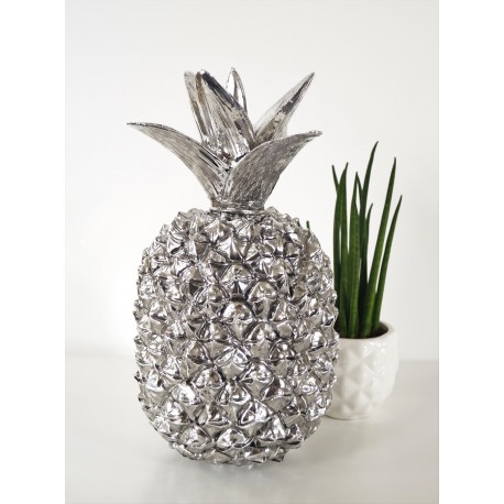 Large Decorative Silver Art Pineapple Designer Ornamnent