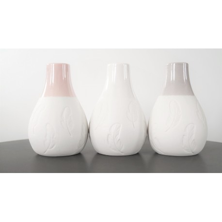 Feather Design Porcelain Vases set of 3