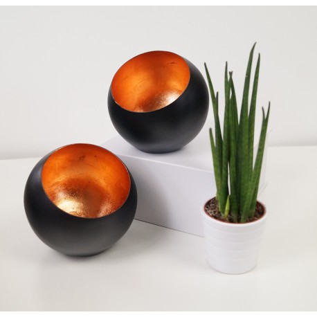 Designer Modern Tea Light Holder Bronze and Black