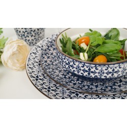 Stylish mosaic blue and white decorative 18 - piece dinner set
