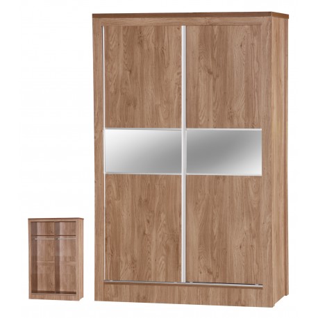 Holland Oak Sliding Mirrored Wardrobe