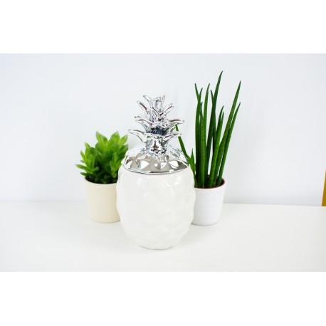 Decorative White and Silver Pineapple Designer Ornamnent