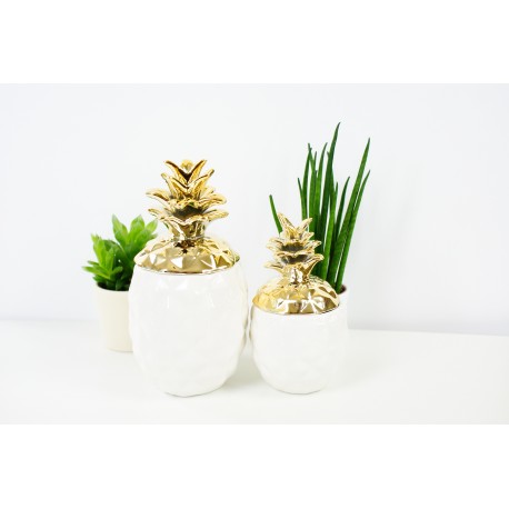 Decorative White and Gold Pineapple Designer Ornamnent
