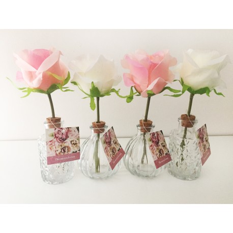 Satin Rose Clear Glass Shaped Vase like a real flowers