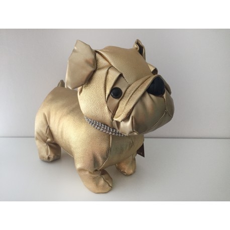 Black Pug Doorstop with a diamante bling collar